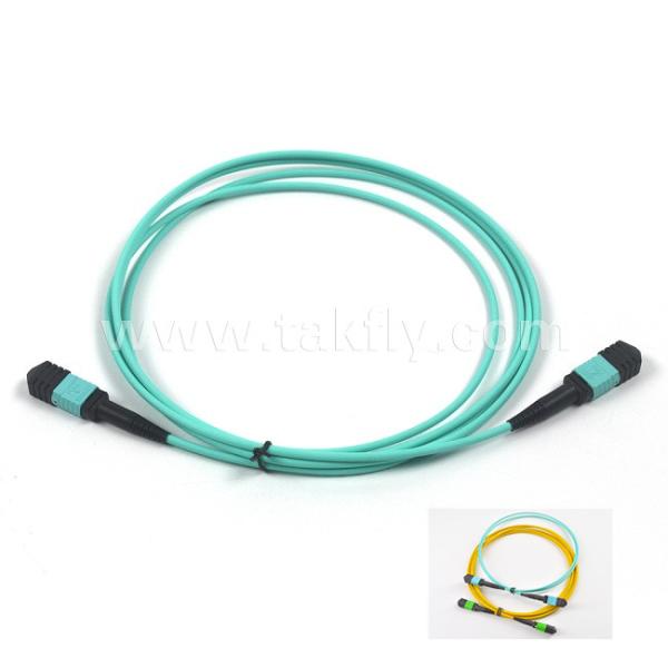 прыгун хобота оптического волокна 12F MPO/MTP OM3 3.0mm с курткой Aqua в центре данных
