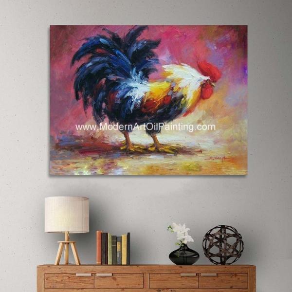 Acrylic Animal Palette Knife Oil Painting Handmade Cock Thick Oil On Canvas
