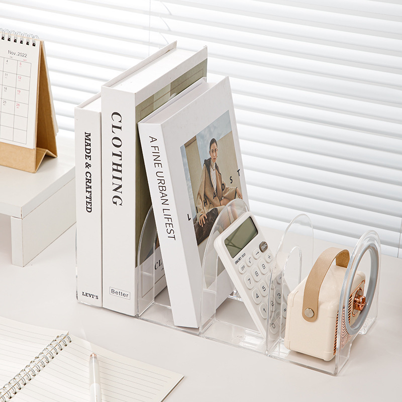 Transparent Acrylic Bookstand File Holder Student Bookstand Bookend Desk Bookcase Thickened Book Baffle Book Holder