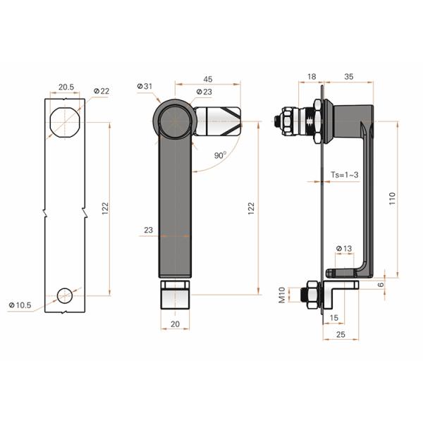 Wind Power Metal Cabinet Handle Lock Zinc Alloy Material Electrical Enclosure Door Lock