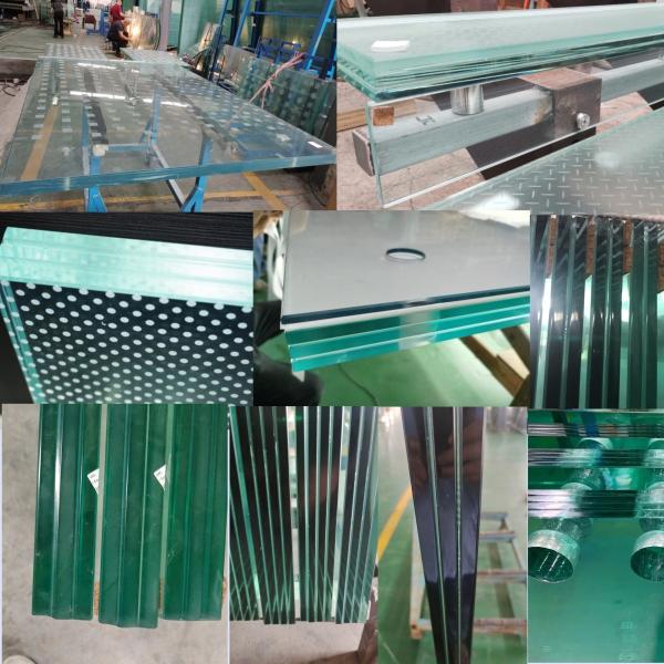 Vidrio laminado templado de 8+8mm 16mm 88.4 17.52mm por pie cuadrado con agujeros perforados