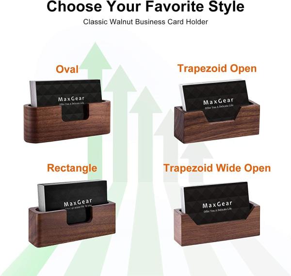 Natural Desktop Wooden Business Card Memo Holder Wooden Cards Storage Stand For Office Tabletop