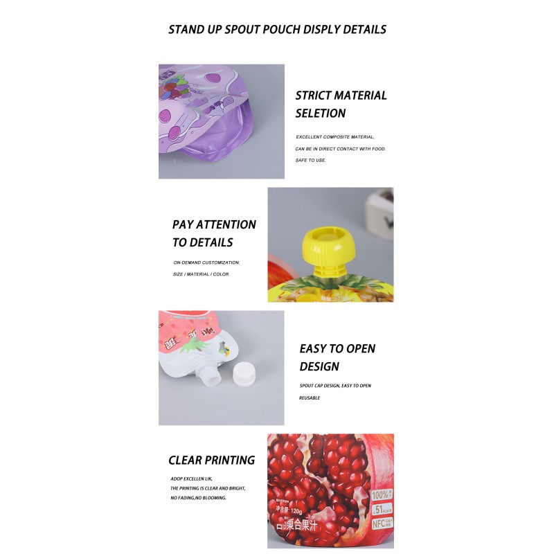 Heavy Duty Stand Up Spout Pouch Customizable Printed Spout Pouch With Reinforced Gusset