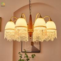 Luz pendiente de la borla de cristal retra americana para el dormitorio de la sala de estar del comedor del estudio