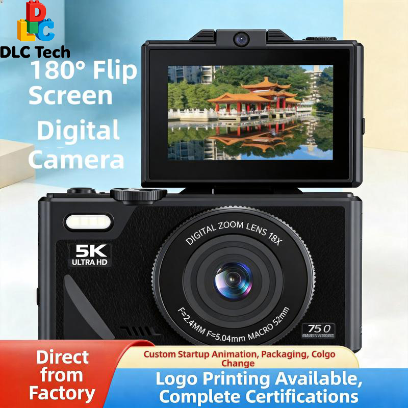 DLC W1 Digital Camera 64MP 5K Video Camera with 180° Flip Screen 18X Zoom WiFi