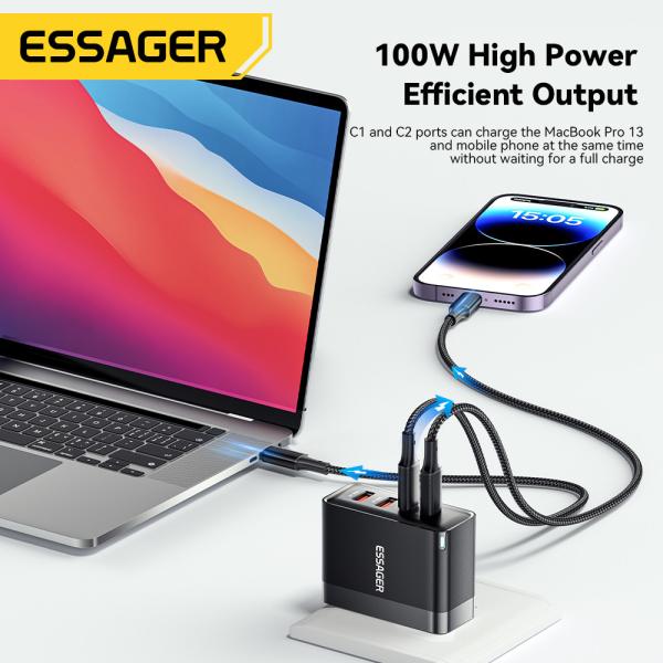 ESSAGER ES-CD37 USB A USB C GaN Chargers PD 100W