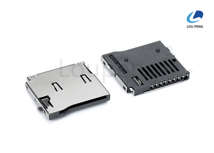 Card retention force 10-20N SD Holder Connector featuring Tin Lead 100u Plating and Gold Plated Contact Plating suitable for device connections