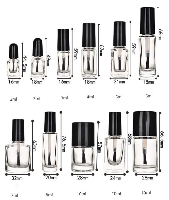 Стеклянные пустые бутылки H2.6in маникюра 15ml