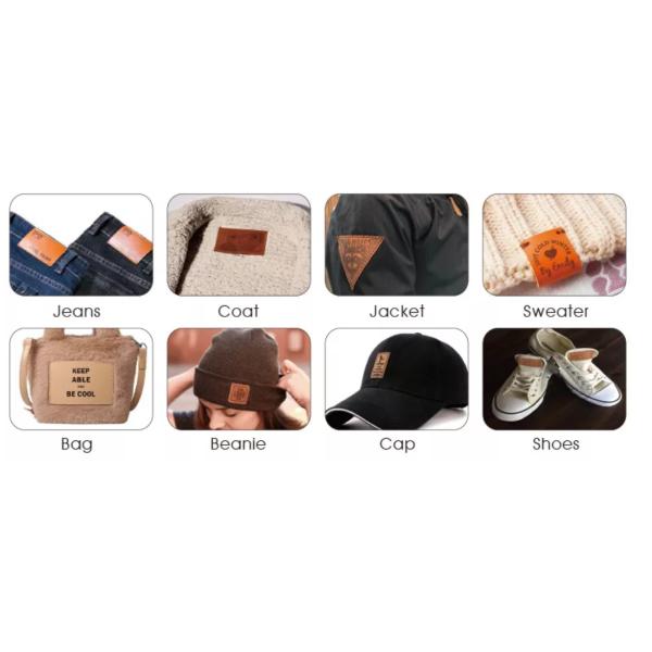 Self Adhesive Printing White Leather Repair Patch , Leather Logo Patch For Jeans