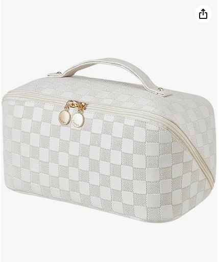 EACHY Travel Makeup Bag,Large Capacity Cosmetic Bags for Women,Waterproof Portable Pouch Open Flat Toiletry Bag Pattern Makeup Bag