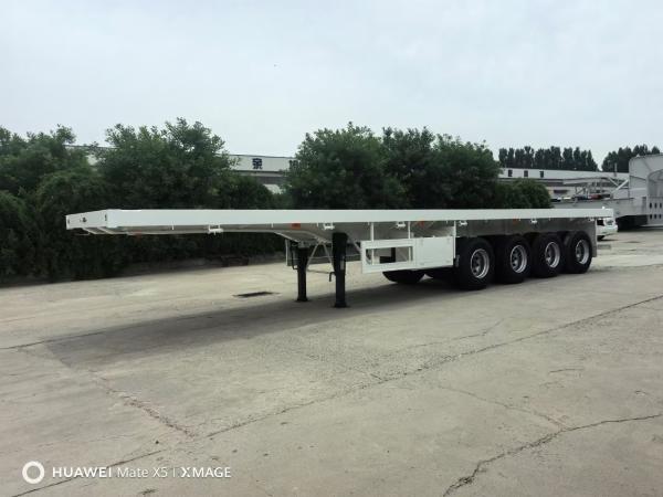 4 Axle Flatbed Container Transport Semi Trailer With Fuwa / BPW Axle And 16 Tire Number