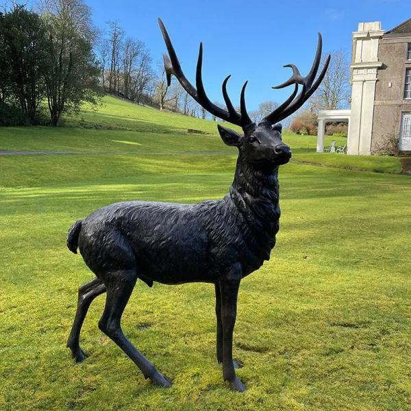 Customized handmade life size elk deer large bronze deer statue for garden decoration