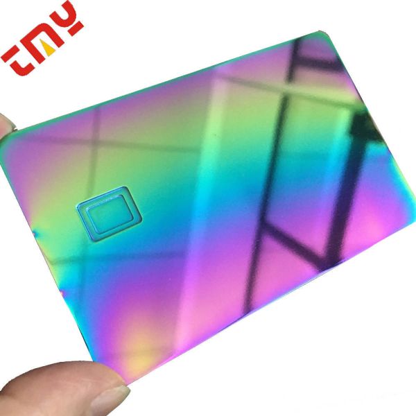 Rainbow Blank Metal Credit Cards With MEV Slot 4442 or 4428 Chip With Own Design And Logo