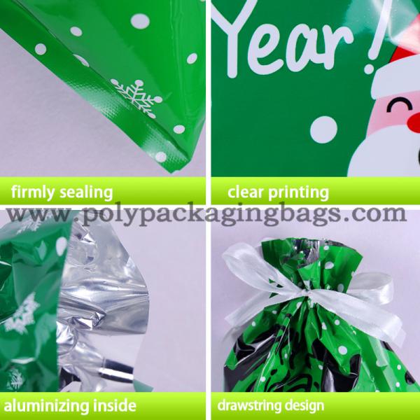 Custom Printed Exquisite Plastic Drawstring Gift Bag For Halloween / Christmas Day