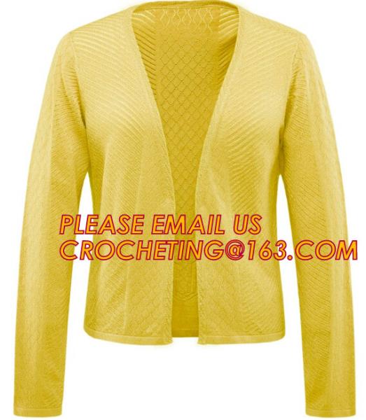 Full Needle Waved Blanket Women's Cardigan, Novelty Stitch Long Sleeve Pointelle Lace Women Long Cardigan