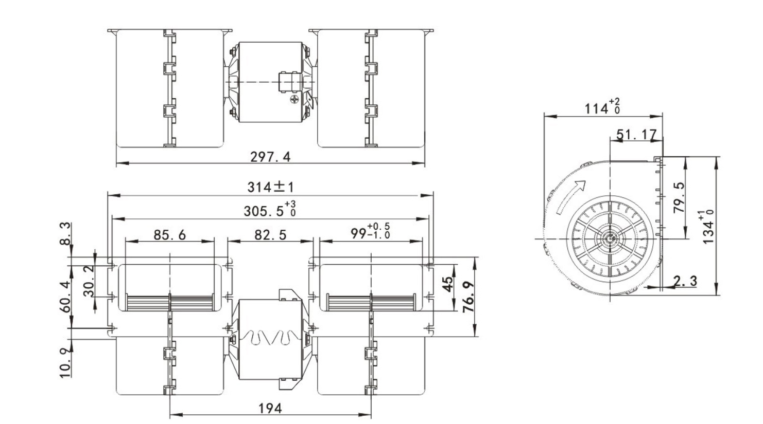 вентилятор испарителя конденсатора 9A 3500RPM DC12V