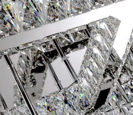 JYLIGHTING Post-modern Minimalist Living Room Crystal Lamp square Light Luxury Master Bedroom Crystal Ceiling Lamp