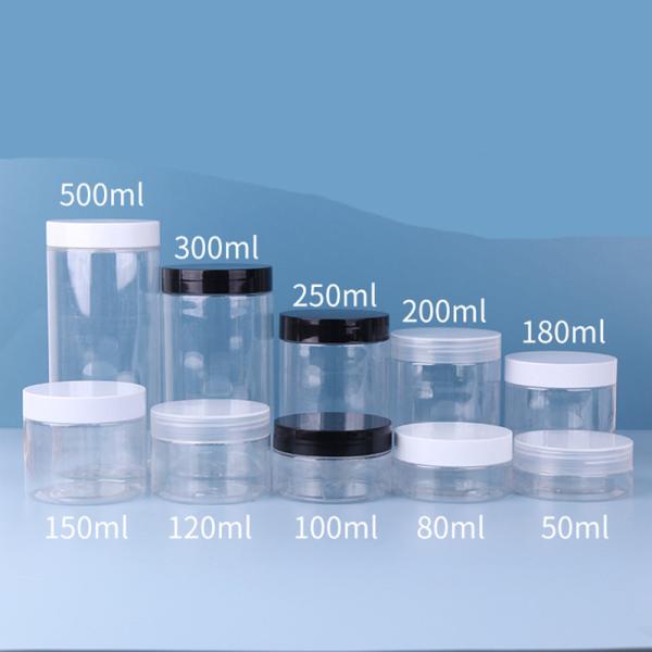 Food Packaging 250ml 500ml Black Amber Clear Pet Plastic Jar With Plastic Lid