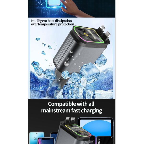 Rapid 4 In 1 Car Charger 66W Retractable Car Fast Charger