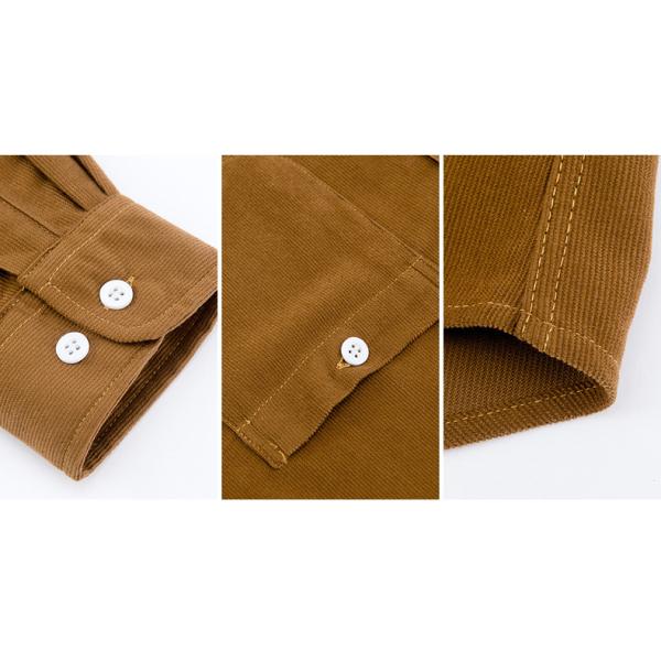 NO Needle Detection Woven Shirts for Men M-5XL Long Sleeve Plain Dyed Polos Corduroy