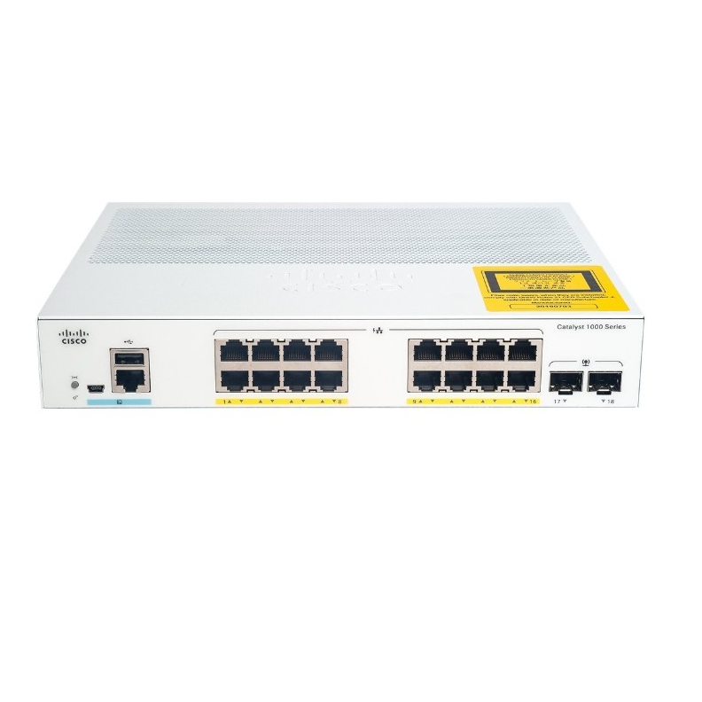 Cisco C1000-16T-2G-L Catalyst 1000 16-Port Gigabit Ethernet Managed Switch with 2 Gigabit SFP Uplinks | Enterprise Network Switch