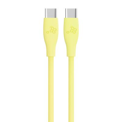 Charmant câble USB-C de couleur jaune avec double connecteur de type C et matériau de silicone personnalisé