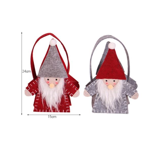 Cute Red Grey Christmas Gift Handbag , 15*24 Cm Santa Candy Bags