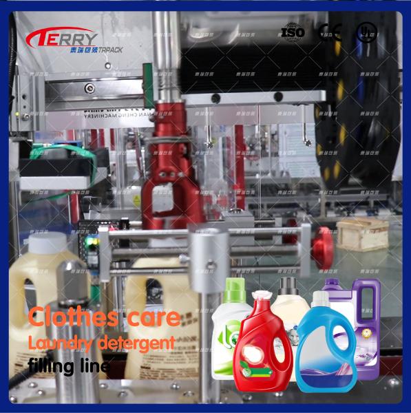 Servo Motor Driven 6 Heads Detergent Liquid Packing Machine 1L-5L