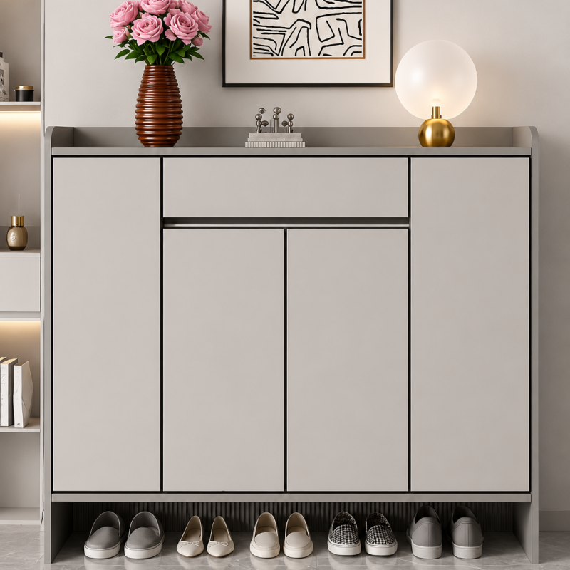 Durable Modern Aluminum Shoe Cabinet Healthy Formaldehyde Free No Odor