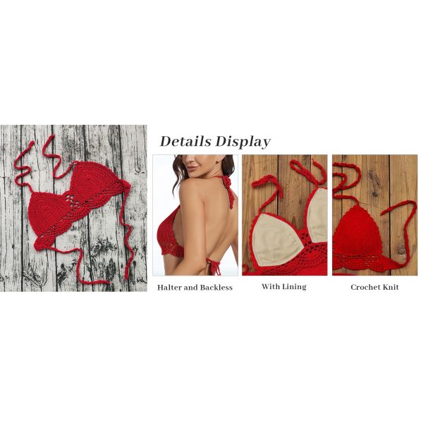 Women Crochet Bikini Halter Bralette Backless Camisole Knit Bra Tops Summer Beachwear Swimwear Cover Up Fashion Beach Hand Crochet Shawl Capelet