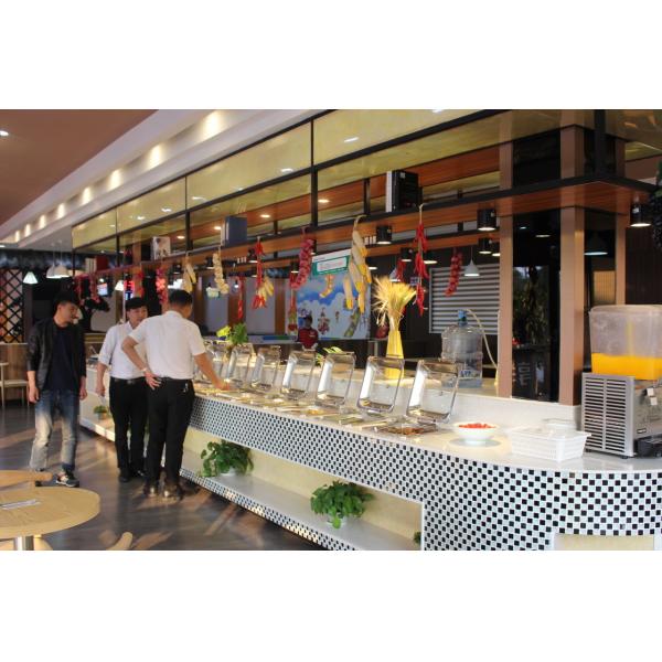 Шведский стол дисплея ссаживая блюда шведского стола оборудования ресторана приспособленный станциями горячий