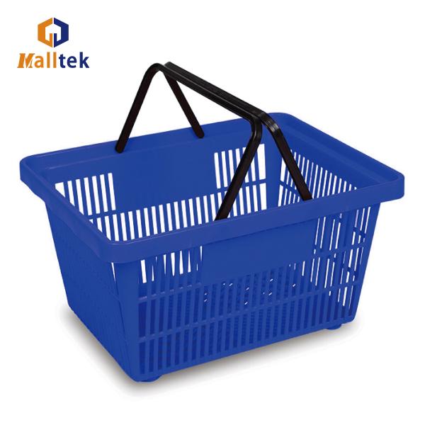 Populaire panier à main double poignée HDPP panier d'achat en plastique pour les magasins de détail