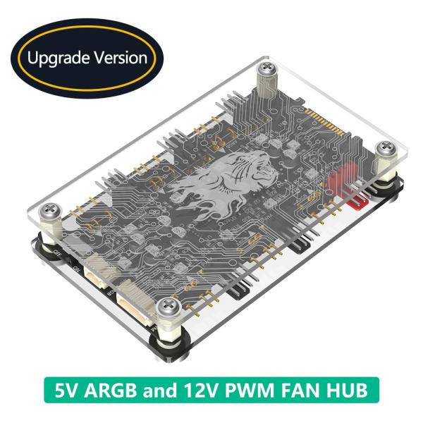 2 en 1 16 voies 5V ARGB et 12V PWM DC Fan Hub avec boîtier acrylique et écran magnétique pour ASUS/MSI 5V 3Pin contrôleur LED