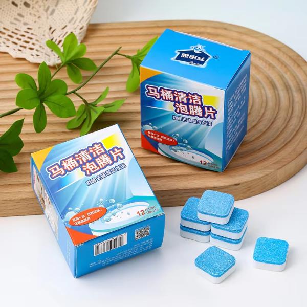 12 comprimés/ boîte Nettoyage des toilettes jetables Comprimés effervescents Parfum solide élimine les odeurs Comprimés nettoyants des toilettes