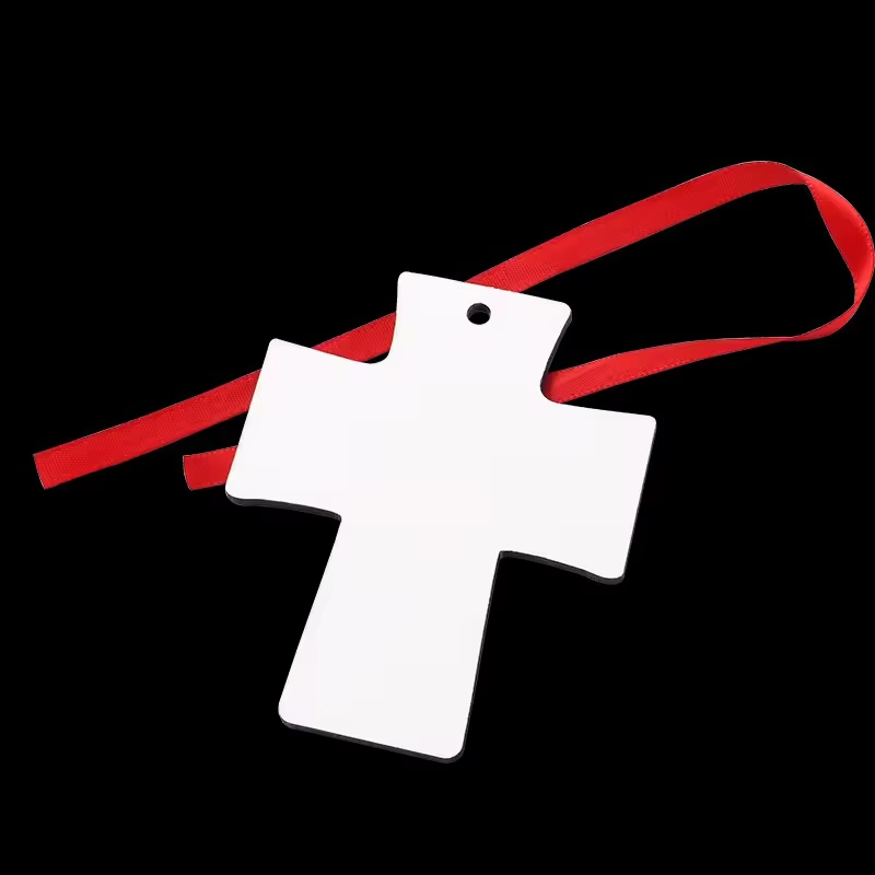 Personalized Memorial Sublimation MDF Cross Ornaments Eco-Friendly Custom Logo Christmas Ornaments