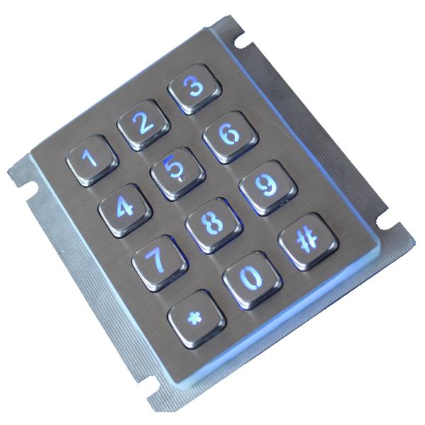 12 кнопочная панель металла USB IP65 ключей динамическая с красным или голубым вандалом backlight упорным