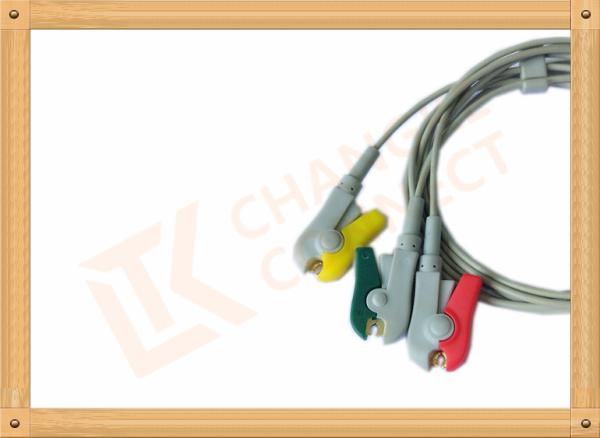 0.6m ECG Patient Cable Lead Wires Copper Conductor Material , Din Style