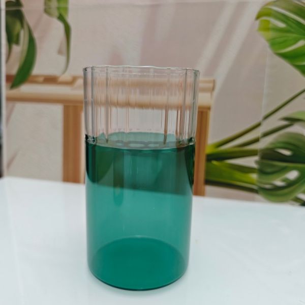 Handmade Two Tone Colored Cocktail Glass Cup Modern Design Borosilicate Glass Tumbler