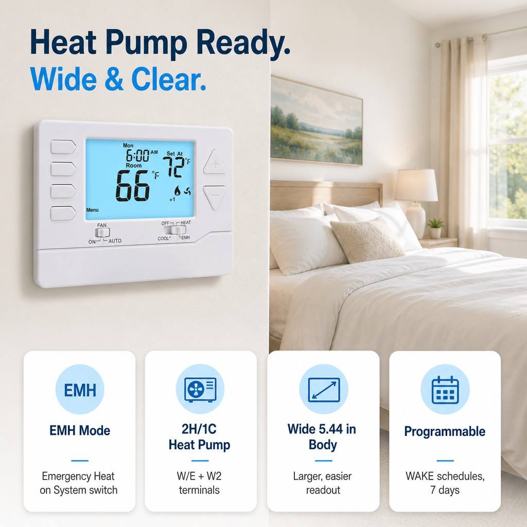 Energy-Saving 2 Heat 2 Cool Heat Pump Thermostat Load Rating 1.5 Amp Maximum All Terminals Combined