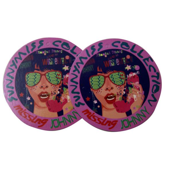 Round Custom Shining Coated Labels Hang Tags , labels hang tags