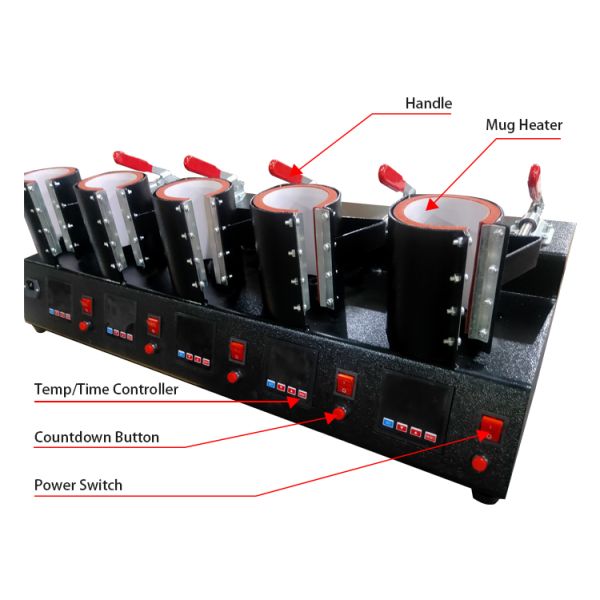 5-in-1 Automatic Electric Mug Heat Press Machine with Digital Control for Mug Heat Transfer Sublimation Printing
