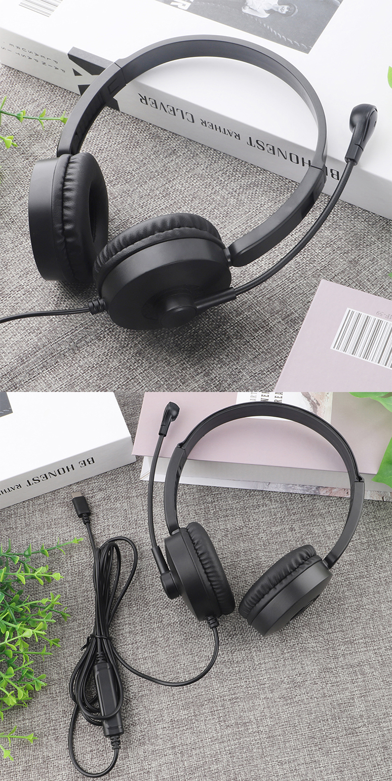 JTY- K3 Head mounted wired headphones with microphone and wired control USB/Type-C/3.5mm multi interface online course learning, customer service, computer headset support OEM/ODM customized products