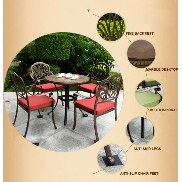 Waterproof Garden Metal Dining Set / Cast Aluminum Outdoor Furniture Table And Chair Set