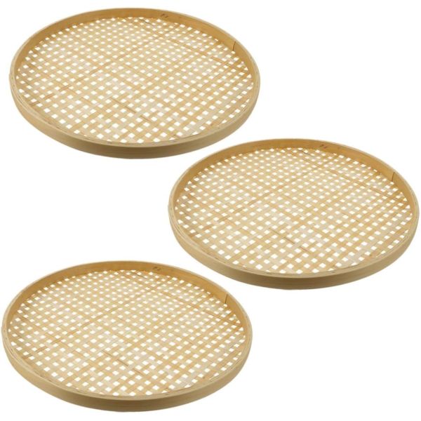 Bamboo Sieve Round Baskets Woven Storage Baskets Woven Tray Fruit Rattan Tray Fruit Natural Bamboo Colander Weaving Sieve Vegetable Food