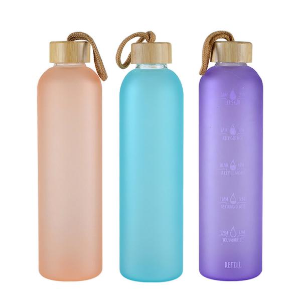 Botellas de agua de vidrio a prueba de fugas de 18 oz.