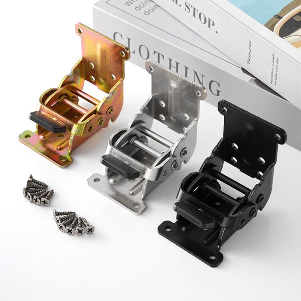 Black 90-Degree Self-Locking Double Brake Hinge for Furniture Coffee Table & Computer Table 180 Folding Lock