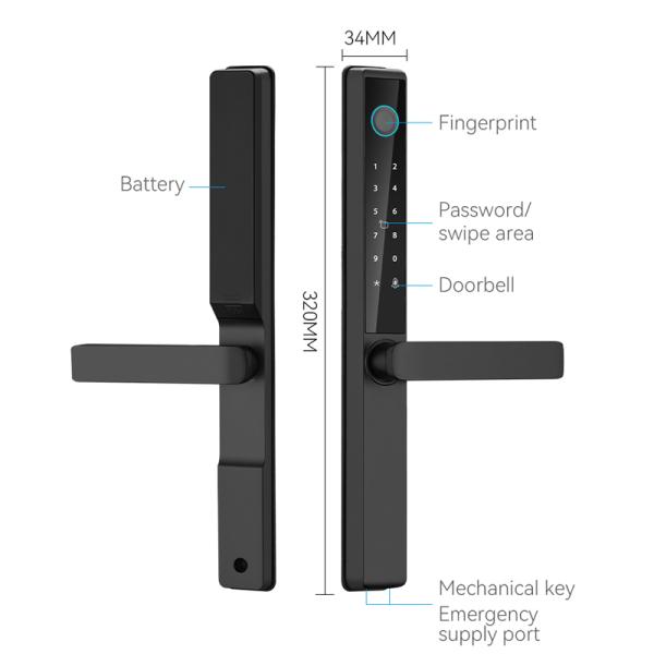 Qleung Nuevo diseño S960 Panel frontal impermeable Cerradura inteligente Tuya Wifi TTlock Cerradura digital de huellas digitales Tarjeta de código de puerta