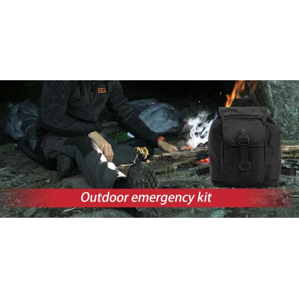 Outdoor Survival Kit with Emergency Medical Supplies Including Water Purification Straws and First Aid Kit Training Tools