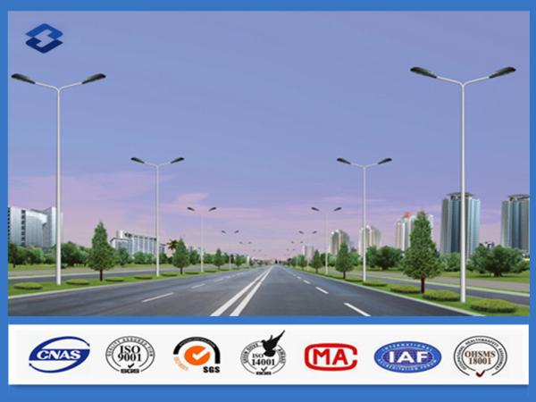 Two Arms Conical led light pole steel sheet Material 5m -12m street lamp post steel pole