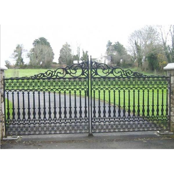 Security Entrance Cast Iron Decor Gate / Double Entry Ornamental Metal Gates